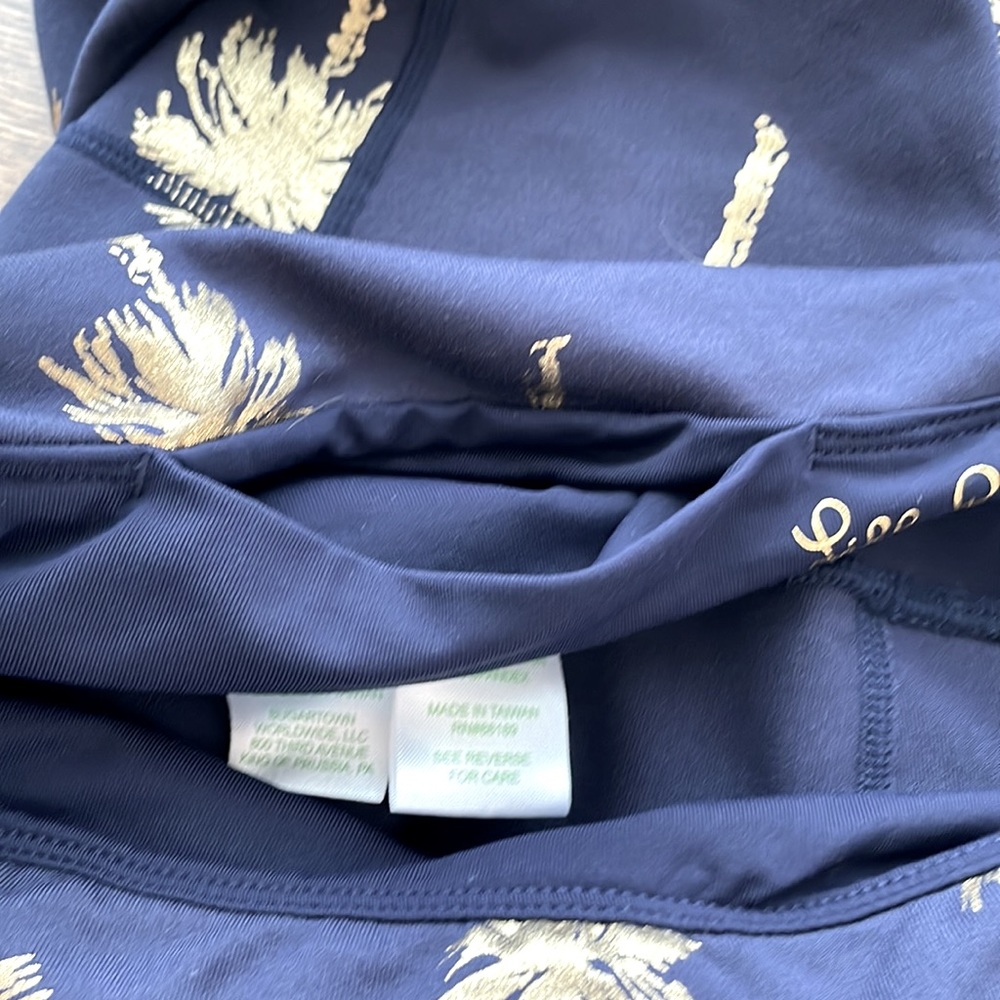 Lilly Pulitzer Navy Leggings with Gold Palm Print - Picture 11 of 16